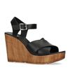 Sandales cuir avec talon compensé - noir