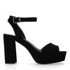 Sandales en cuir avec talon cubain - noir