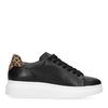 Baskets cuir à plateforme avec détail imprimé léopard - noir