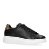 Baskets cuir à plateforme avec détail imprimé léopard - noir