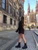Bottes hautes en cuir avec talon - noir