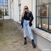 Bottes hautes en cuir avec talon - noir