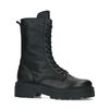 Bottines motardes en cuir - noir
