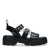 Sandales cuir à plateforme avec imprimé croco - noir