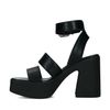 Sandales en cuir avec talon et semelle plateforme - noir