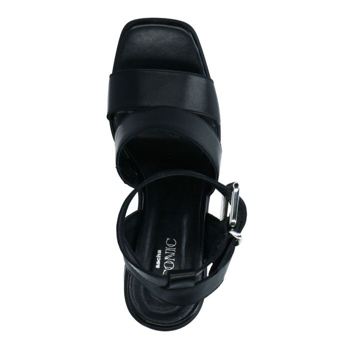 Sandales en cuir avec talon et semelle plateforme - noir