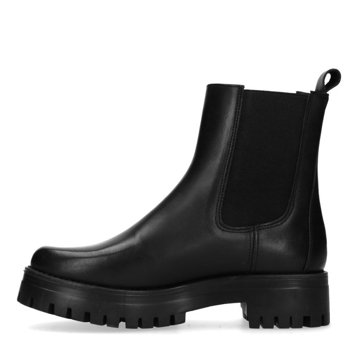 Chelsea boots basses en cuir - noir