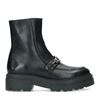 Bottines en cuir avec chaîne argentée - noir