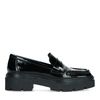 Loafers en cuir verni avec semelle plateforme - noir