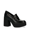 Loafers en cuir avec semelle plateforme - noir