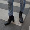 Bottines cuir avec talon cubain - noir