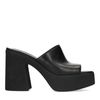 Mules en cuir à talon chunky - noir
