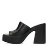 Mules en cuir à talon chunky - noir