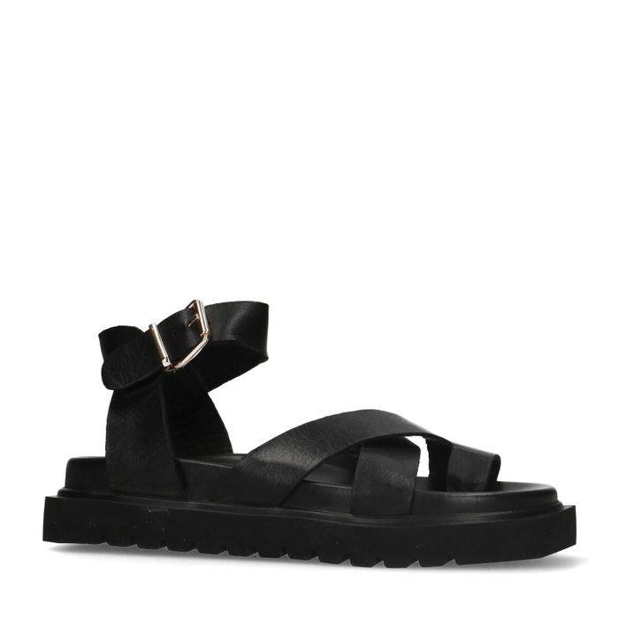 Sandales à plateforme en cuir - noir