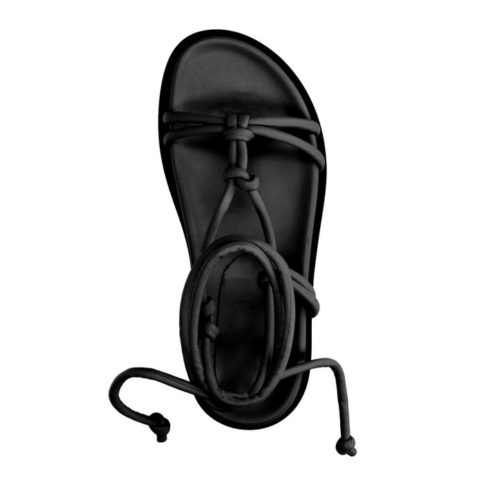 Sandales plates à lacets - noir