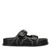 Claquettes en cuir ornées de surpiqûres - noir