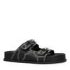 Claquettes en cuir ornées de surpiqûres - noir