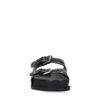 Claquettes en cuir ornées de surpiqûres - noir