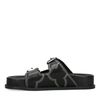 Claquettes en cuir ornées de surpiqûres - noir