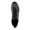 Bottines à lacets en cuir avec fausse fourrure - noir