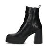 Bottines motardes en cuir avec plateau - noir