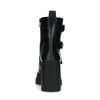 Bottines motardes en cuir avec plateau - noir