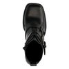 Bottines motardes en cuir avec plateau - noir