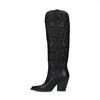 Santiags hautes en cuir - noir