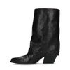 Bottes en cuir avec clous - noir