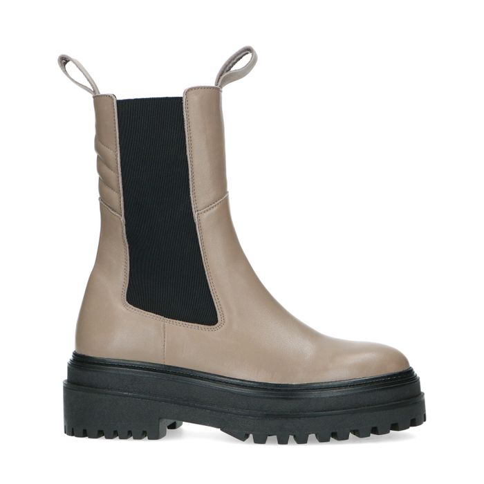 Moans Mart Convert Chelsea boots en cuir avec détail - taupe - Femmes – SACHA