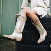 Santiags en cuir avec détails - beige