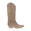 Santiags en daim avec surpiqûres - beige