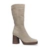 Bottes en daim avec talon cubain - beige