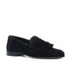 Loafers en daim avec pompons - noir
