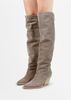 Santiags hautes en daim - taupe