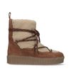 Bottines à lacets avec fausse fourrure - cognac