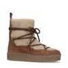 Bottines à lacets avec fausse fourrure - cognac