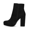Bottines synthétique avec talon et semelle plateau - noir