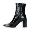 Bottines synthétique avec talon cubain - noir
