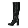 Bottes hautes synthétique avec talon cubain - noir