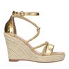 Chaussures synthétique à talon compensé avec imprimé serpent - doré