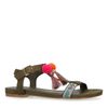 Sandales PU avec pompons - vert foncé