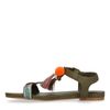 Sandales PU avec pompons - vert foncé