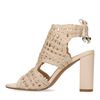 Sandales textile ajourées avec talon - beige