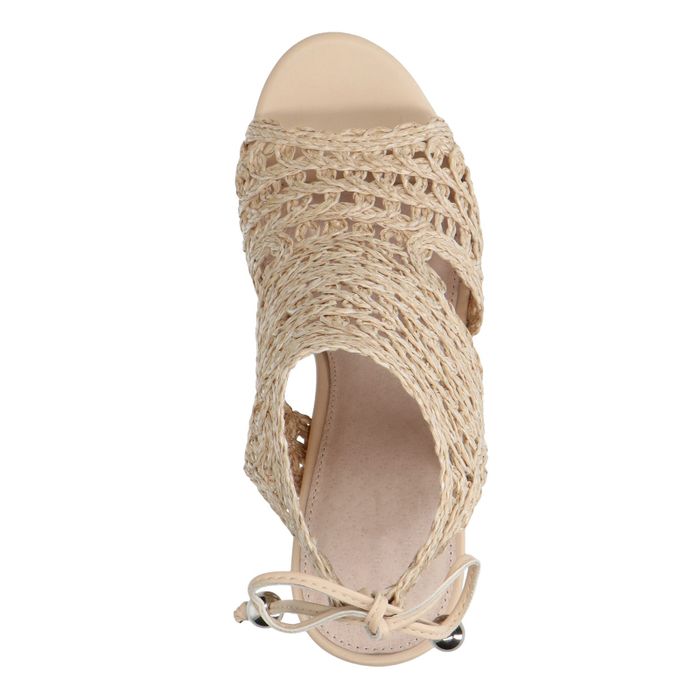 Sandales textile ajourées avec talon - beige