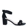 Sandales textile à talon avec paillettes fleur - noir
