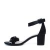Sandales textile à talon avec paillettes fleur - noir