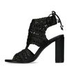 Sandales textile ajourées avec talon - noir