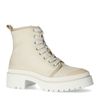 Bottines à lacets en toile avec talon cubain - beige