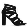 Sandales synthétique verni à talon et brides croisées - noir
